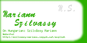 mariann szilvassy business card
