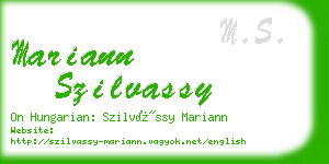 mariann szilvassy business card